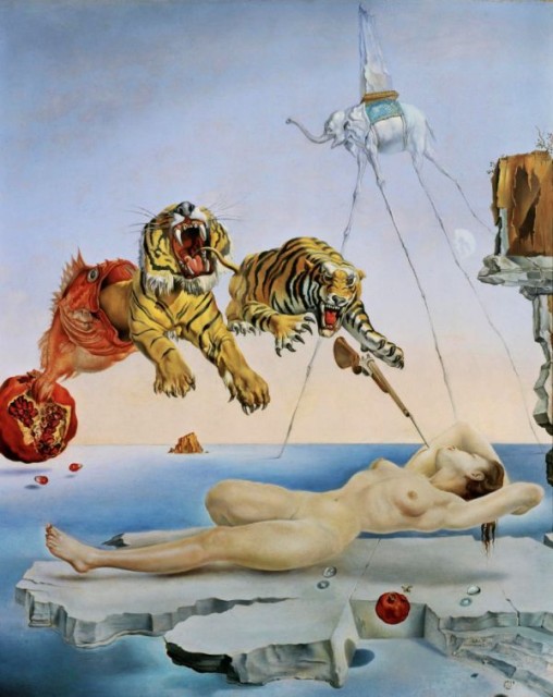 dream-caused-by-the-flight-of-a-bee-around-a-pomegranate-a-second-before-waking-up-by-salvador-dal-1944